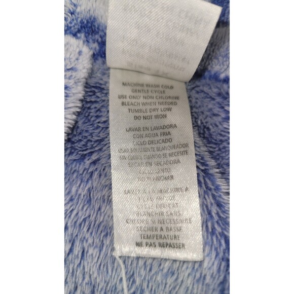 Women's Robe Short Plush Blue Hearts Pockets Soft Belted Plus Size 1x As-Is - Picture 5 of 7